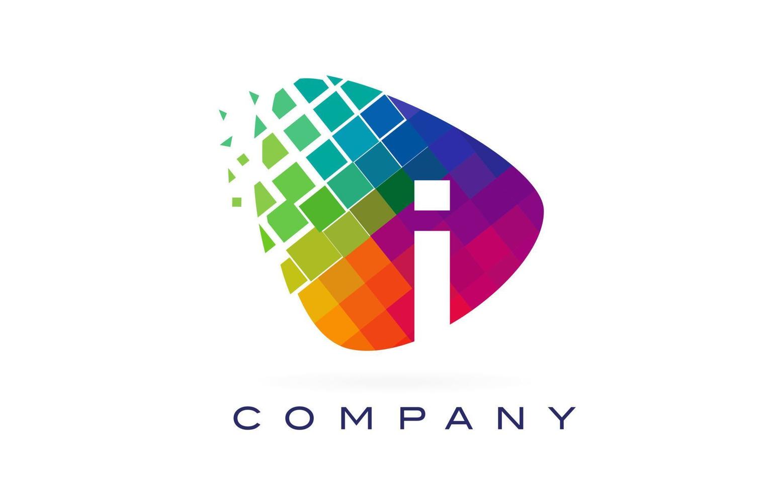 Letter I Colourful Rainbow Logo Design. vector
