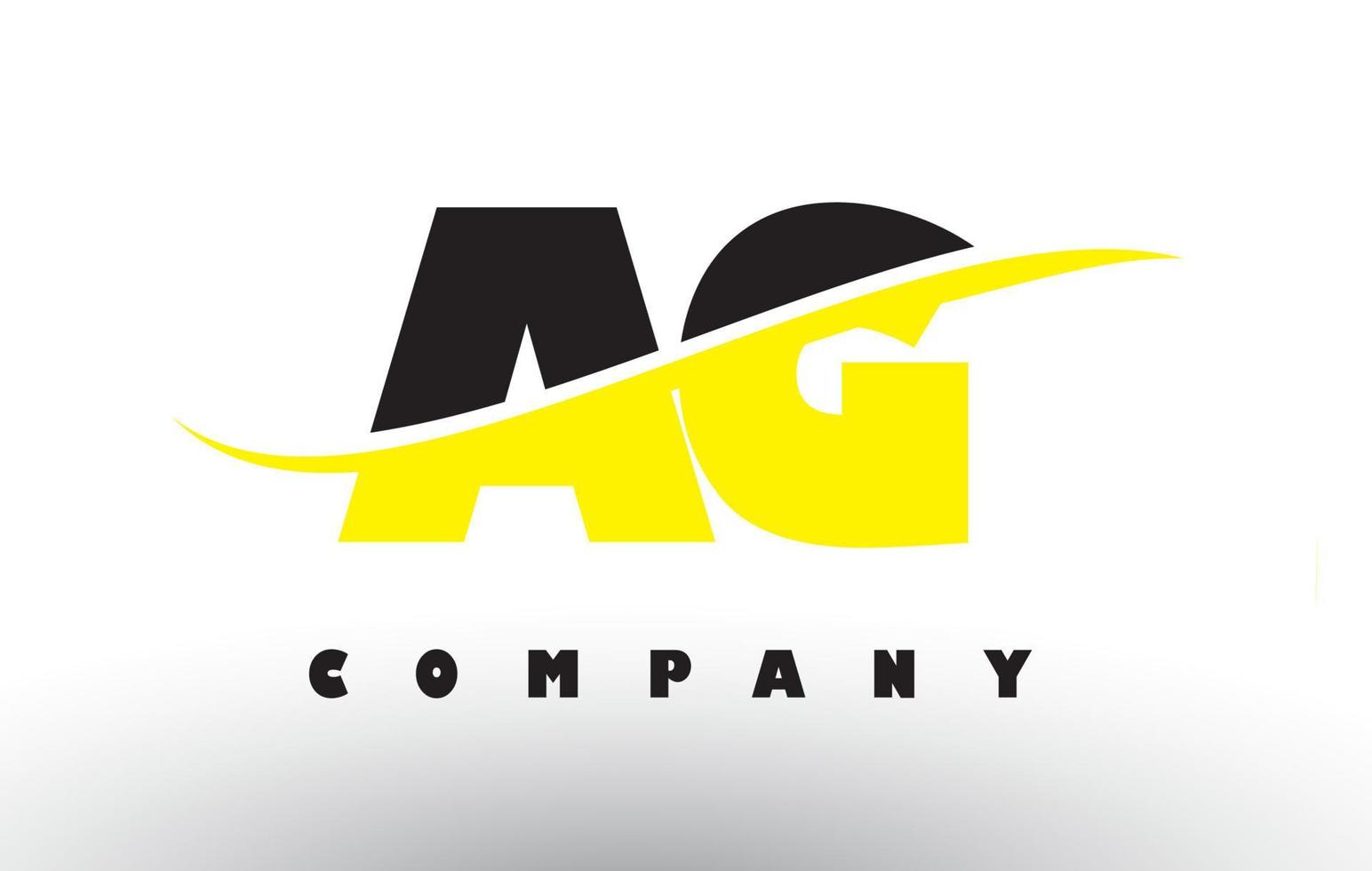 AG A G Black and Yellow Letter Logo with Swoosh. vector
