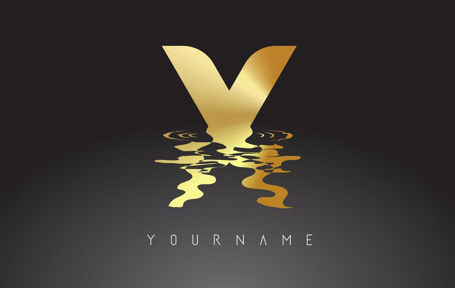 Golden X Letter Logo Design with Water Effect Concept. vector