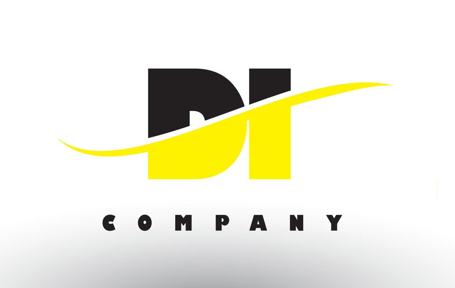 di di logo de letra negro y amarillo con swoosh. vector