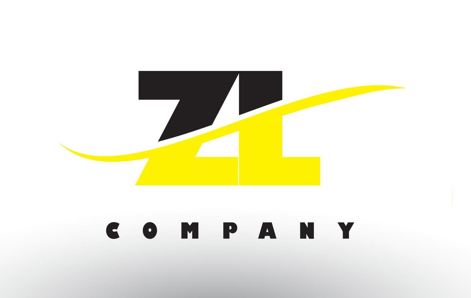 ZL Z L Black and Yellow Letter Logo with Swoosh. vector