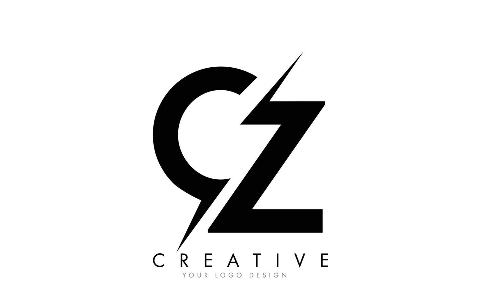 Diseño de logotipo cz cz letter con un corte creativo. vector