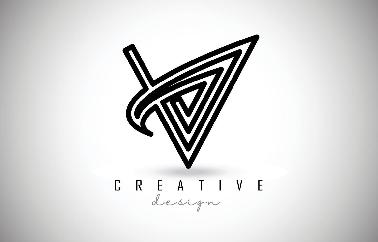 V Letter Logo Monogram Vector Design. Creative V Letter Icon with Black Lines
