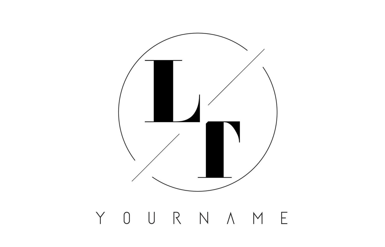 LT Letter Logo with Cutted and Intersected Design vector