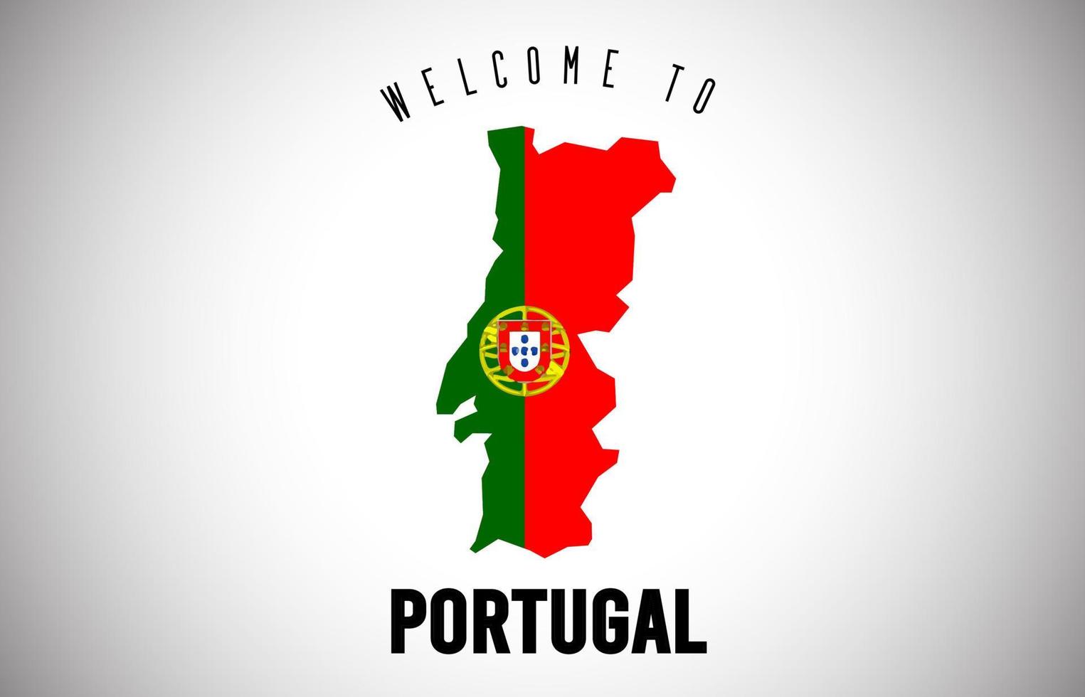 Portugal Welcome to Text and Country flag inside Country border Map Vector Design.