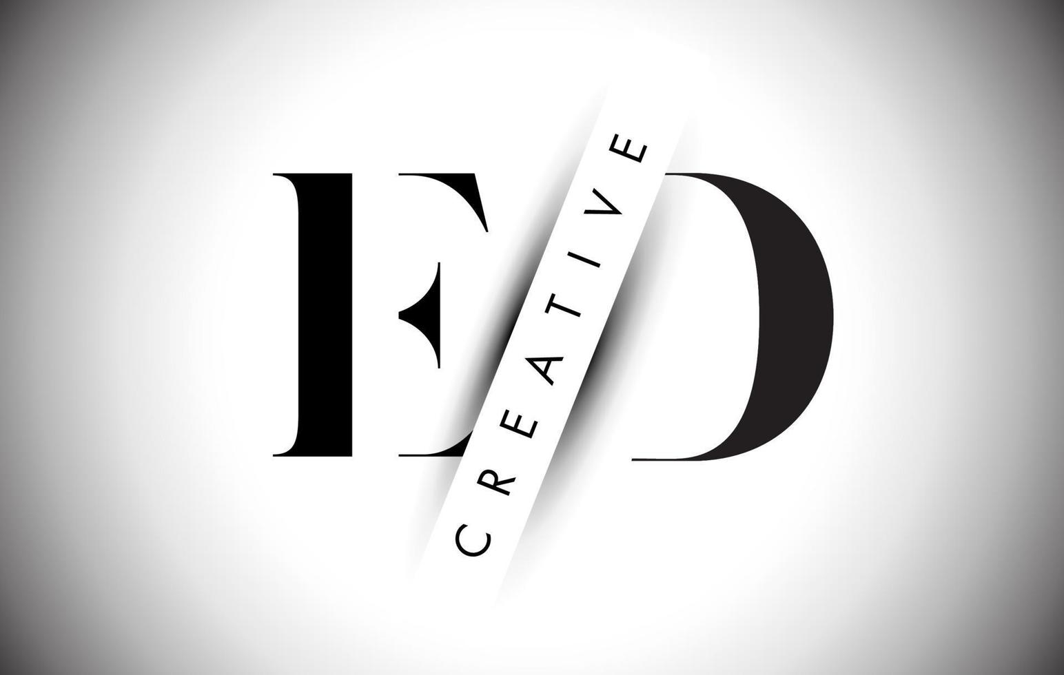 ED E D Letter Logo with Creative Shadow Cut and Over layered Text Design. vector