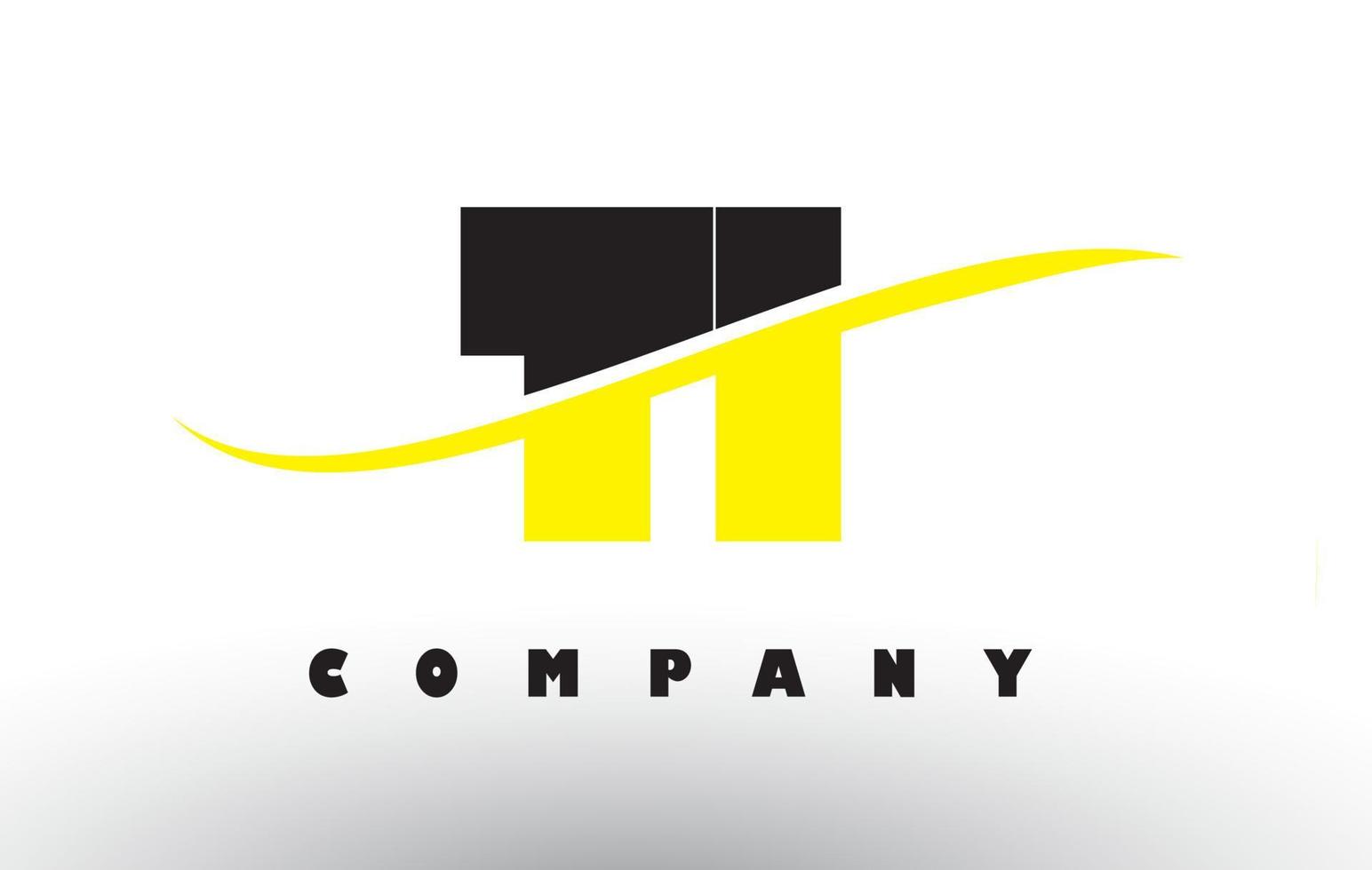 TI T I Black and Yellow Letter Logo with Swoosh. vector