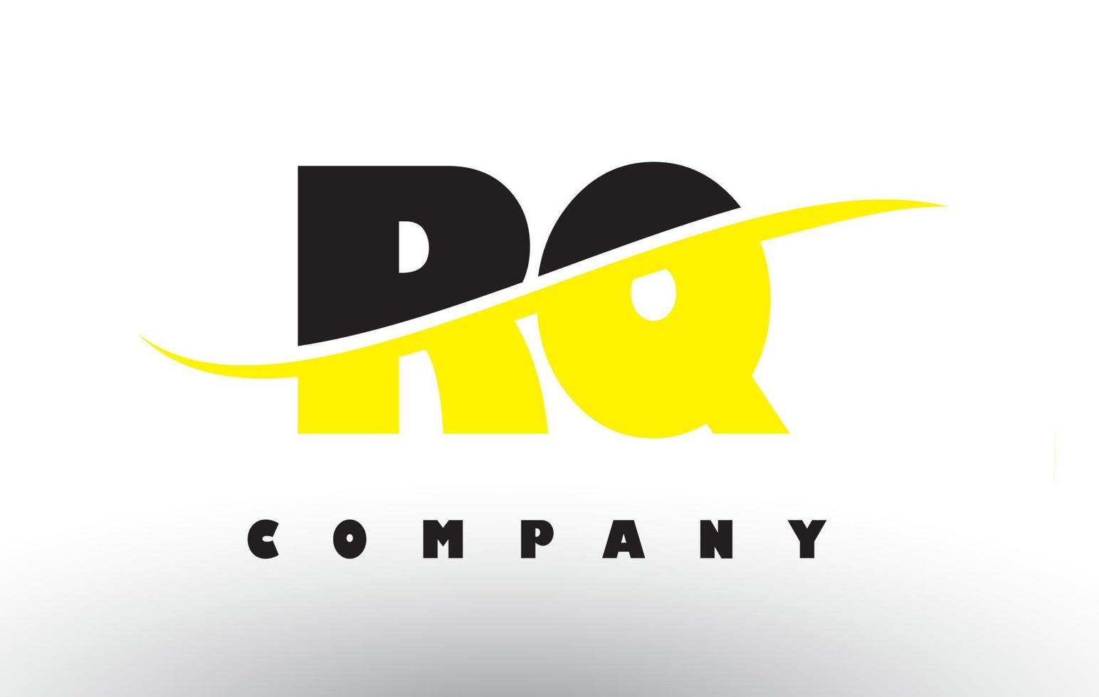 RQ R Q Black and Yellow Letter Logo with Swoosh. vector