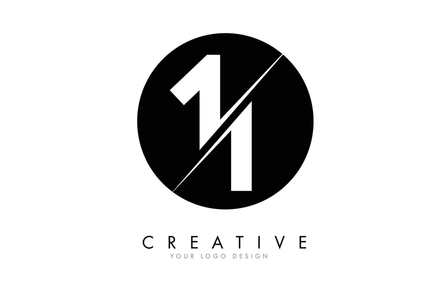 11 1 1 Number Logo Design with a Creative Cut and Black Circle ...