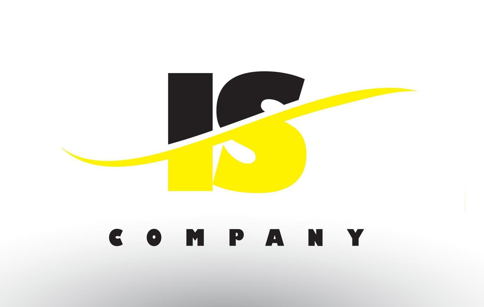 IS I S Black and Yellow Letter Logo with Swoosh. vector