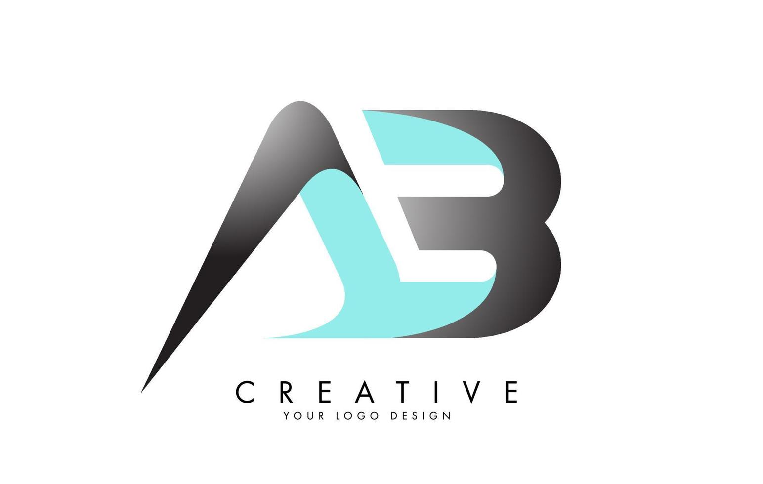 AB A B Letter Logo Design with Ribbon Effect and Green and Gray Gradient Vector. vector