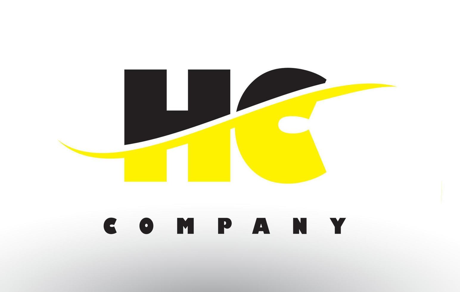 HC H C Black and Yellow Letter Logo with Swoosh. vector