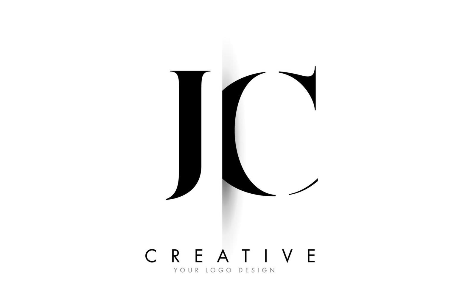 JC J C Letter Logo with Creative Shadow Cut Design. vector