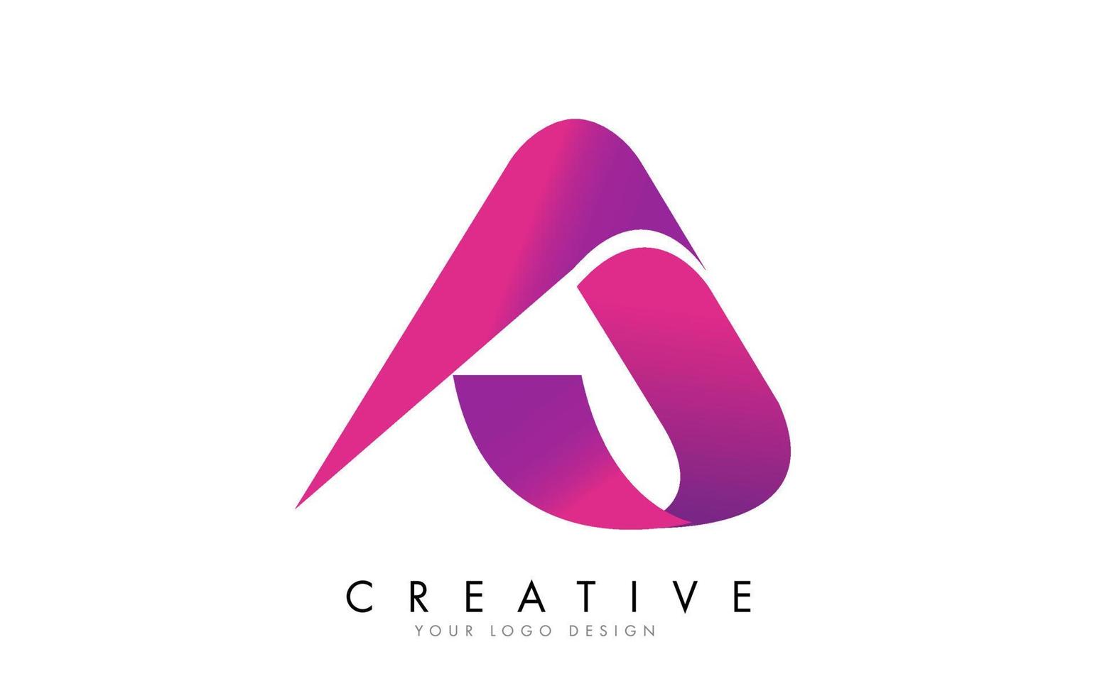 A Letter Logo Design with Ribbon Effect and Bright Pink Gradient. vector