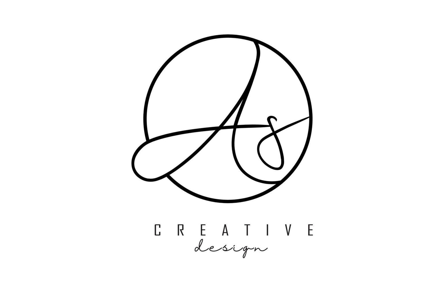 Handwriting letters AS A S logo design with simple circle vector illustration.