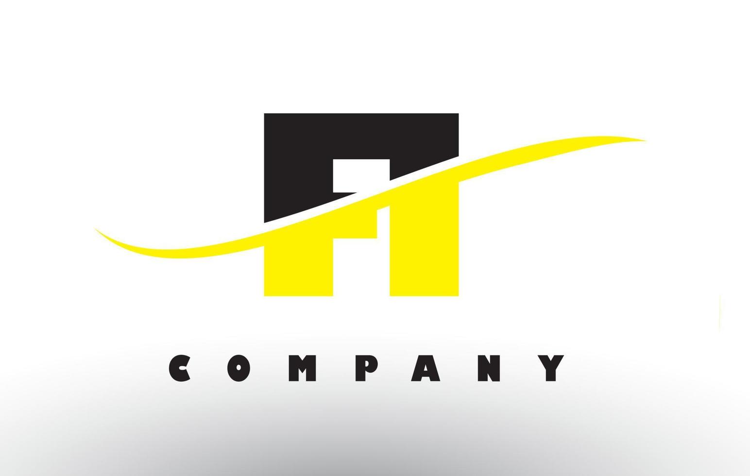 FI F I Black and Yellow Letter Logo with Swoosh. vector