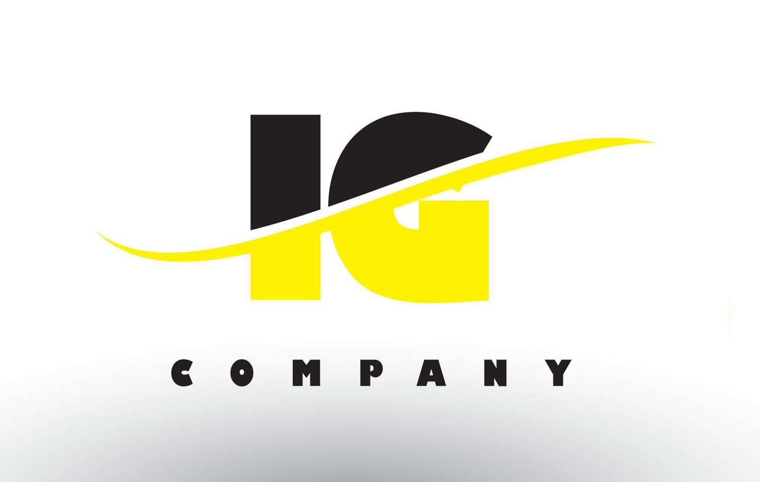 IG I Q Black and Yellow Letter Logo with Swoosh. vector