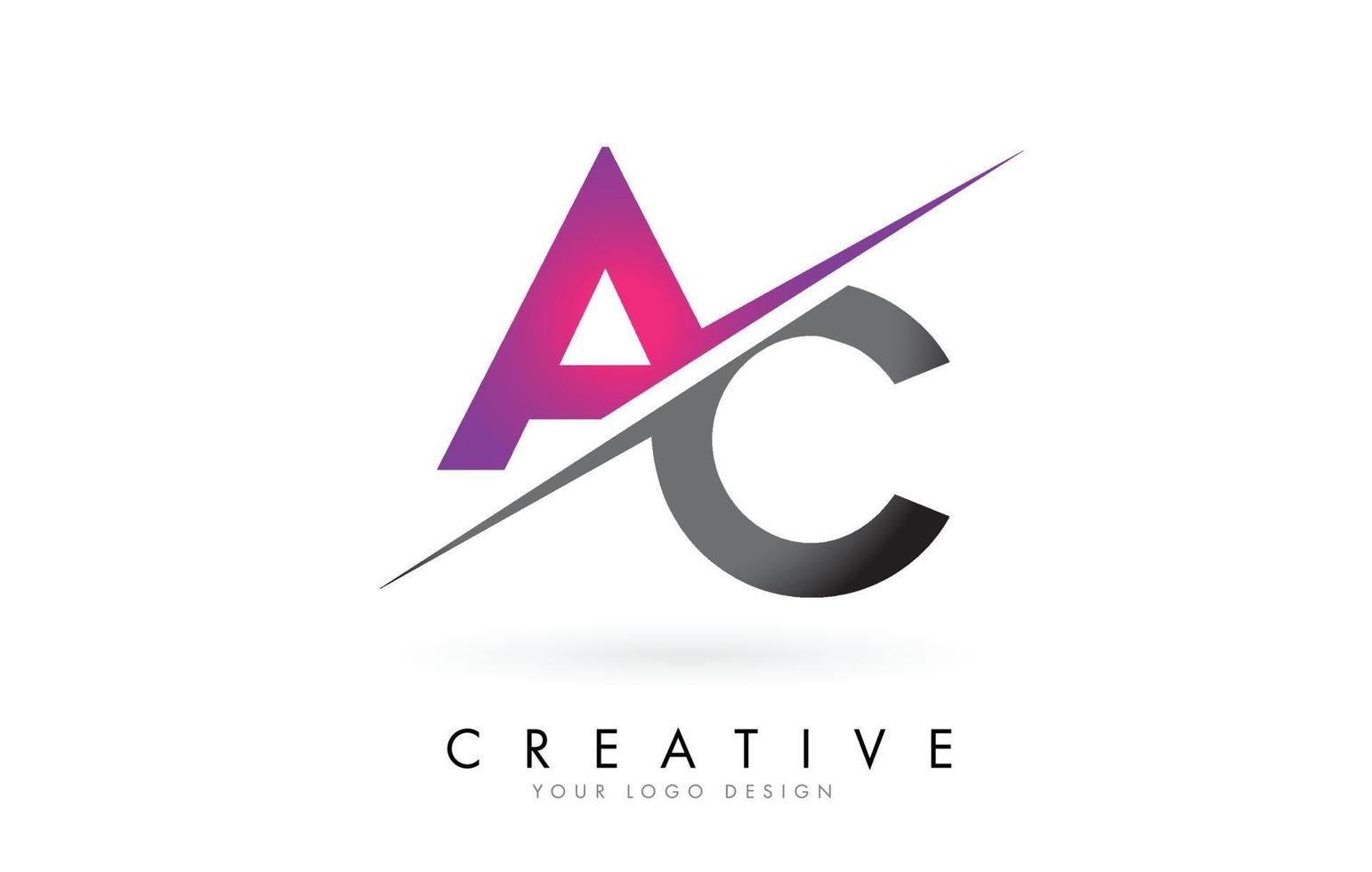 AC A C Letter Logo Design with a Creative Cut. vector