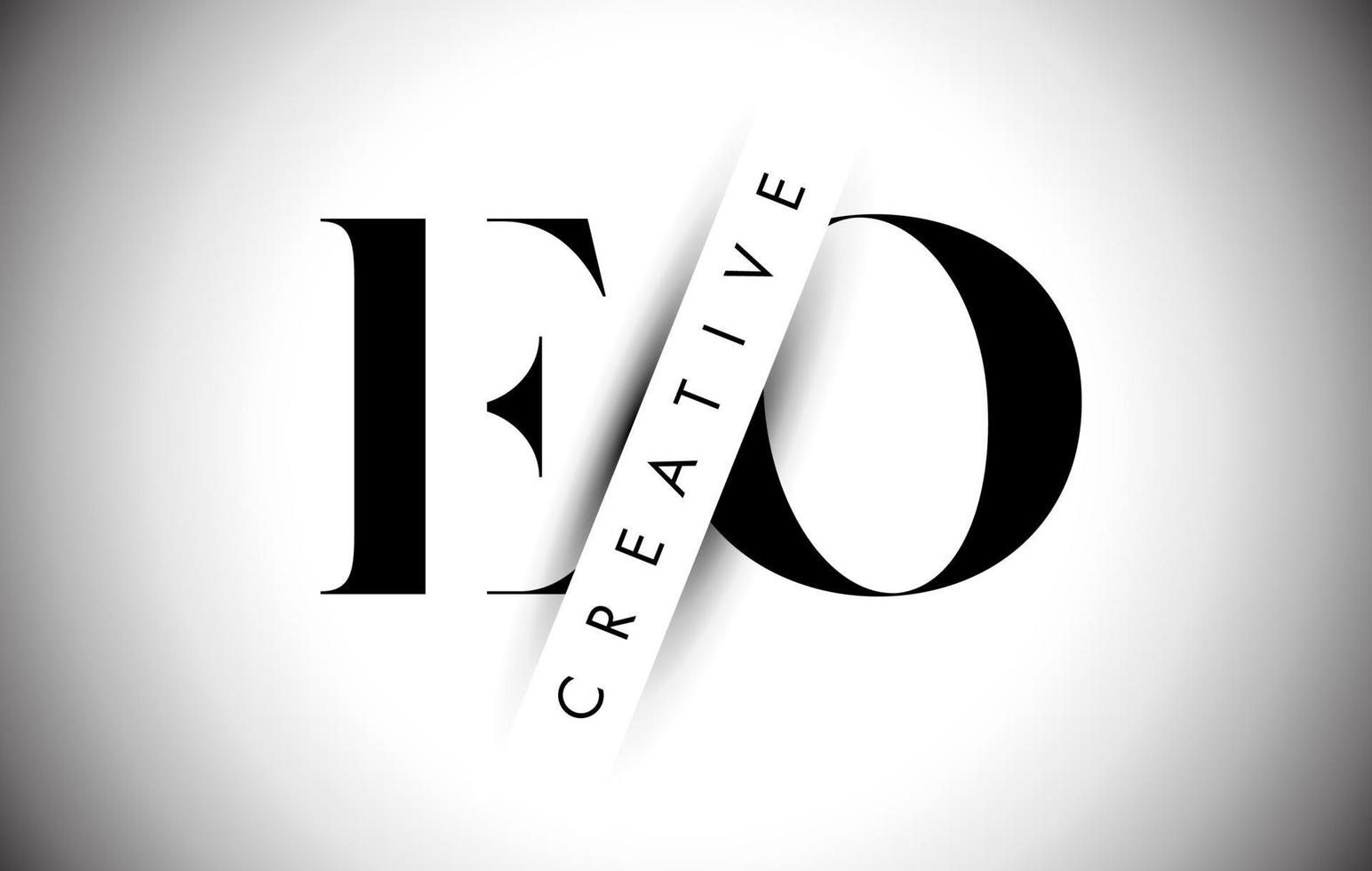 EO E O Letter Logo with Creative Shadow Cut and Over layered Text Design. vector