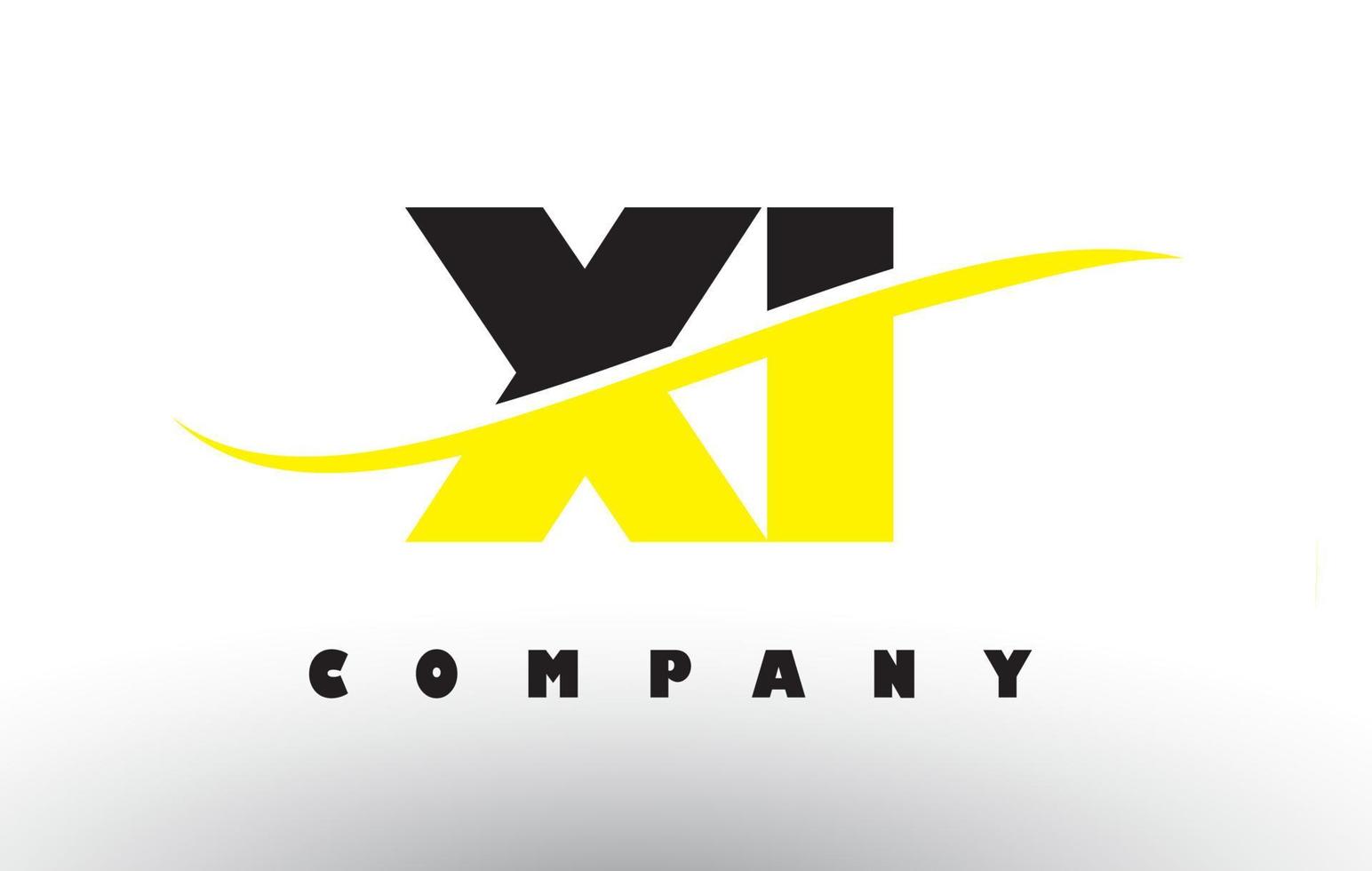 XI X I Black and Yellow Letter Logo with Swoosh. vector