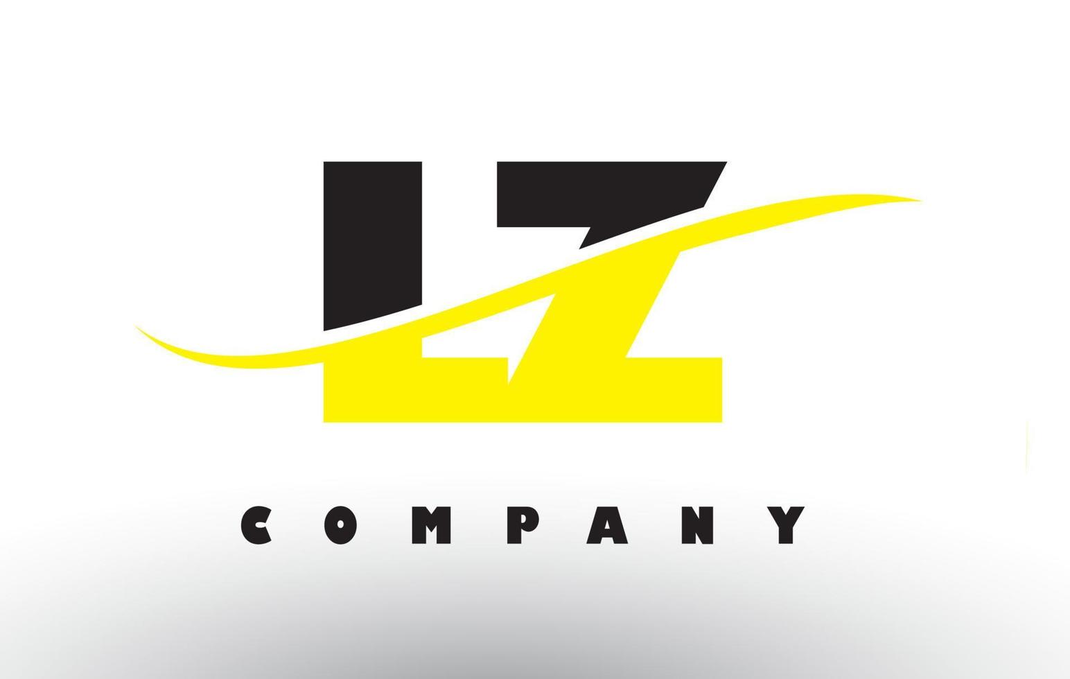 Logotipo de letra lz lz negro y amarillo con swoosh. vector