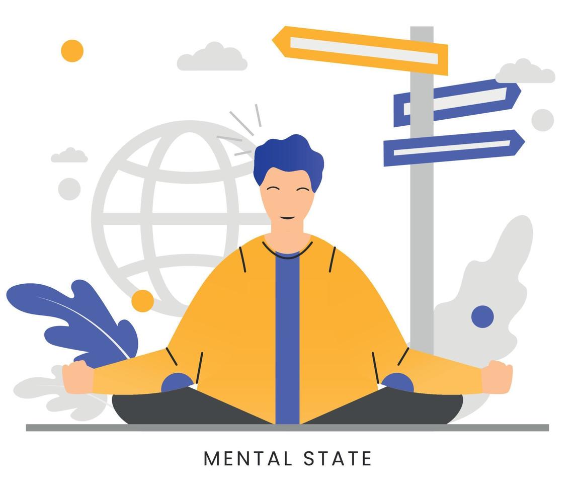 Vector illustration mental brain mindset health scene concept