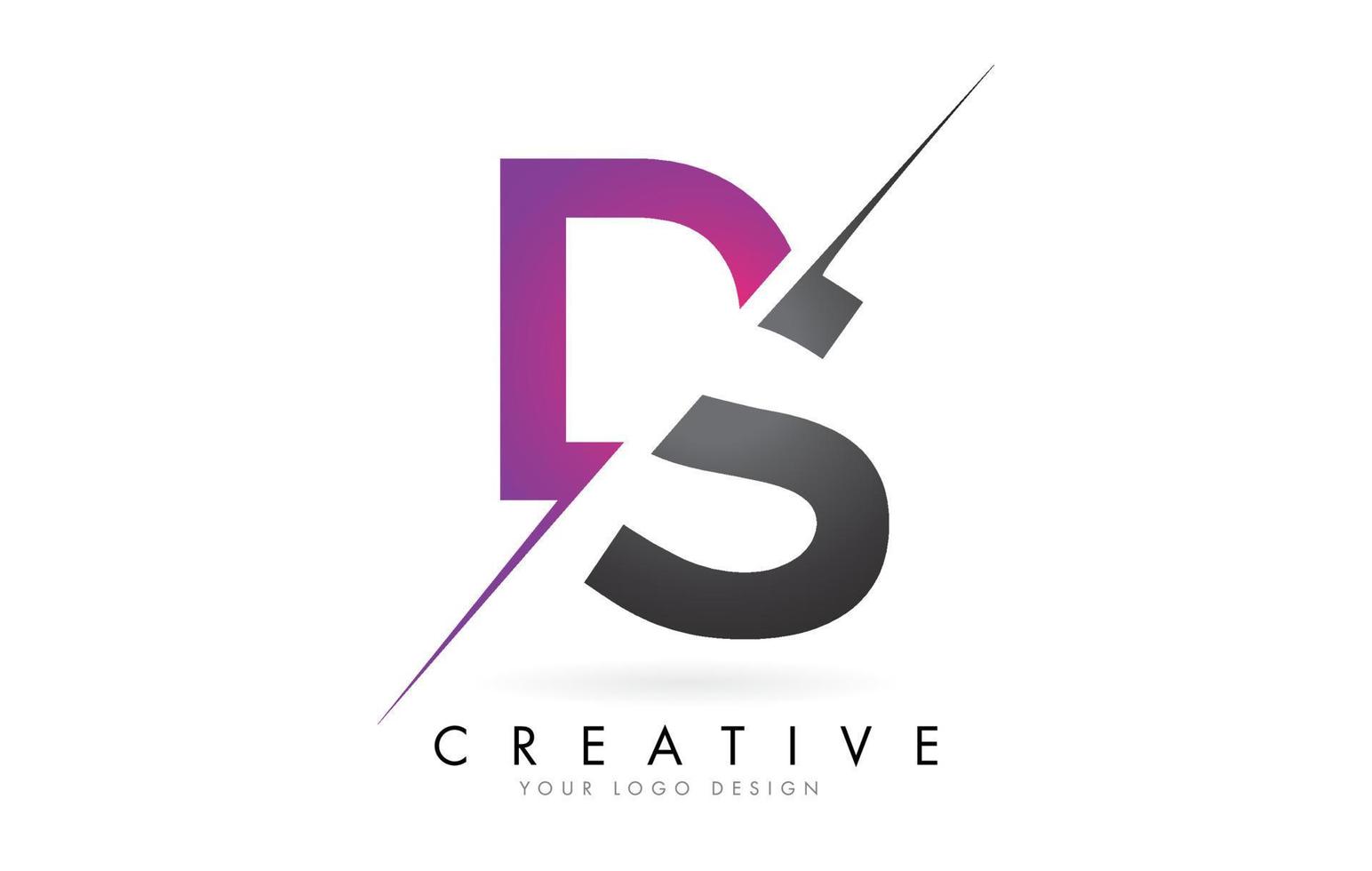 DS D S Letter Logo with Color block Design and Creative Cut. vector