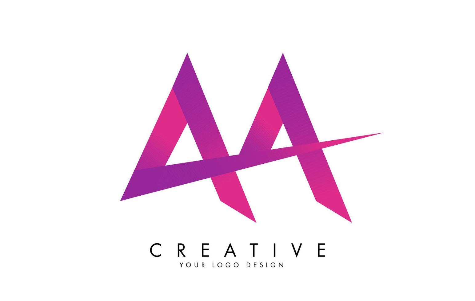 AA A Letter Logo Design with Ribbon Effect and Pink Gradient. vector