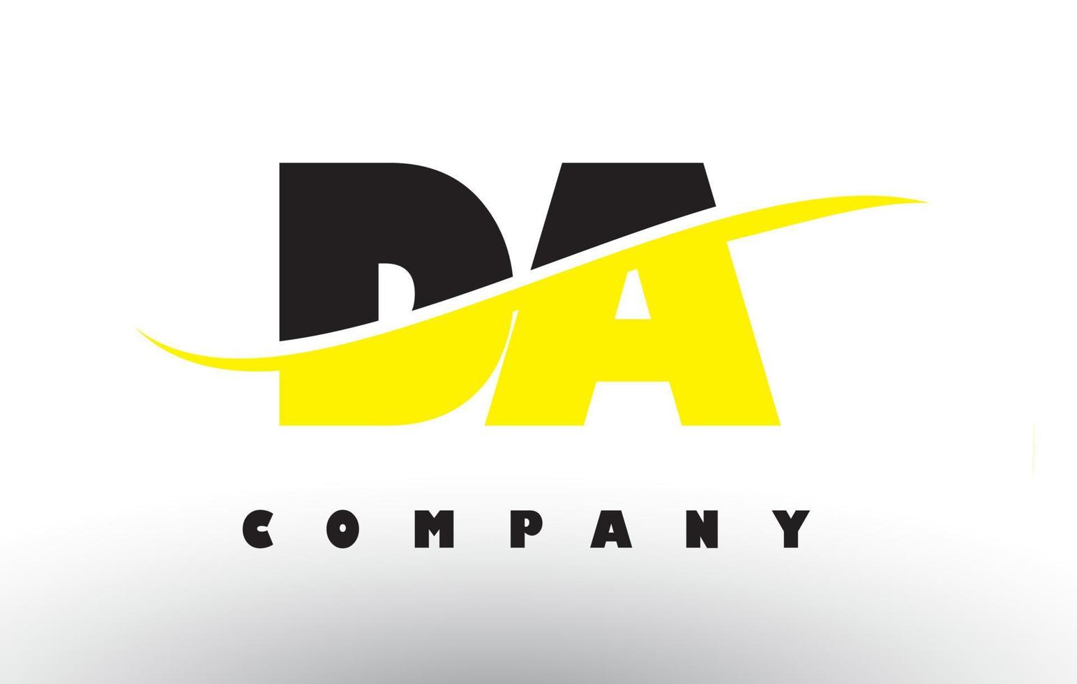 DA D A Black and Yellow Letter Logo with Swoosh. vector