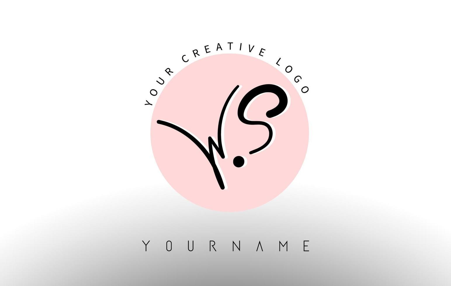 Handwritten Letters WS w s Logo with rounded lettering and pink circle background design. vector