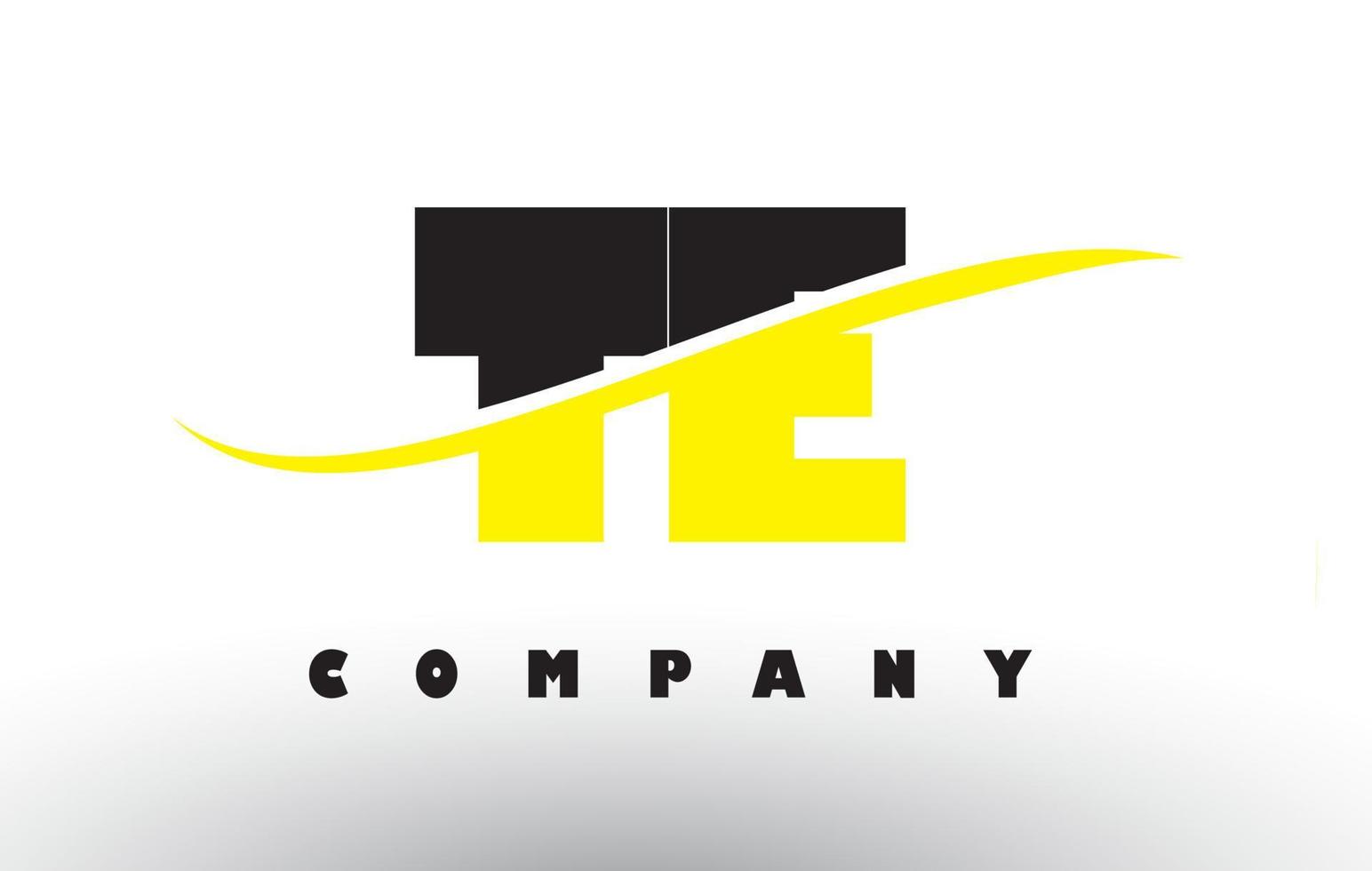 TE T E Black and Yellow Letter Logo with Swoosh. vector