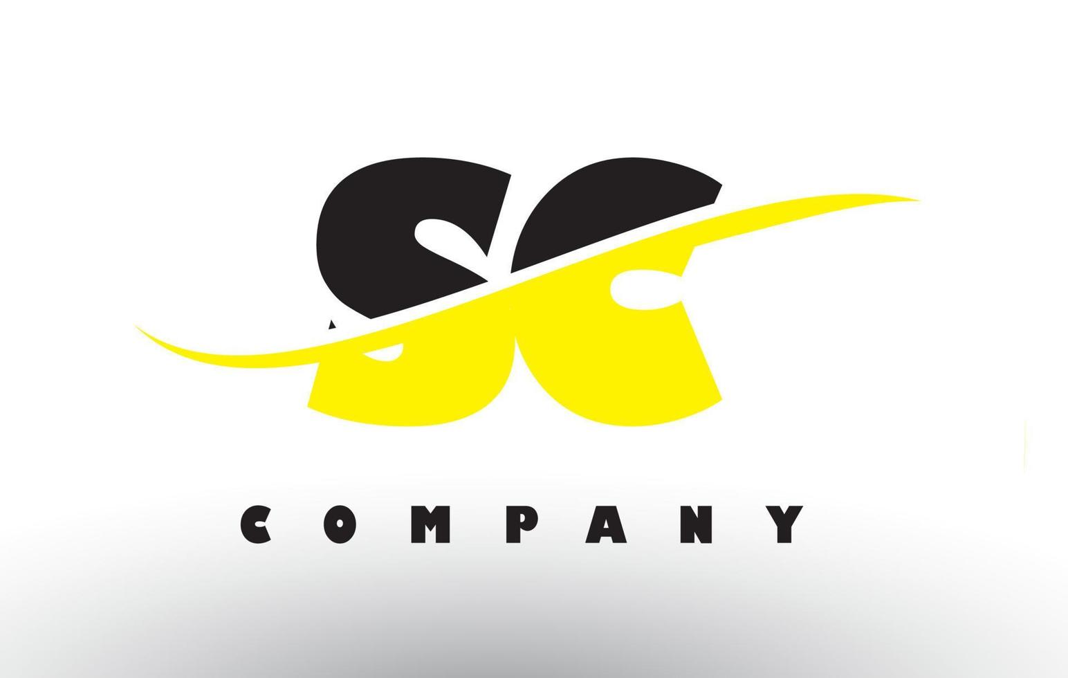 SC S C Black and Yellow Letter Logo with Swoosh. vector