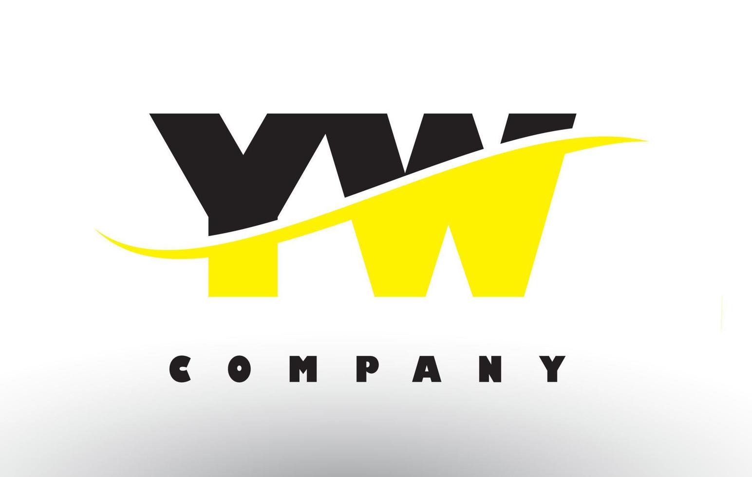 yw yw logo de letra negra y amarilla con swoosh. vector