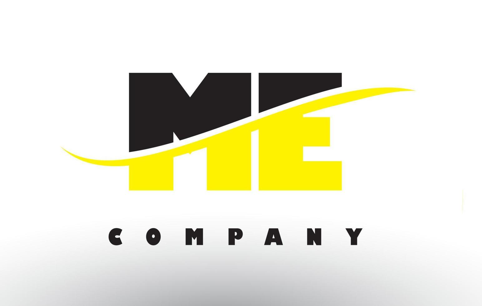 ME M E Black and Yellow Letter Logo with Swoosh. vector