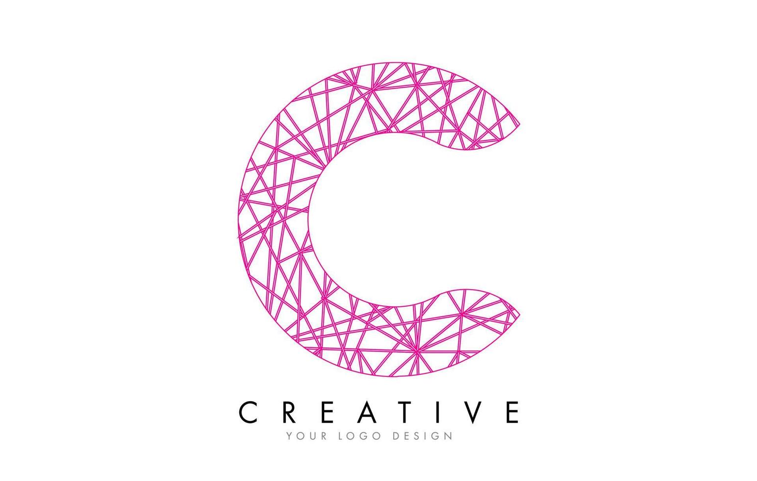 Sketched stylized Letter C with different Pink Lines Pattern Design. vector