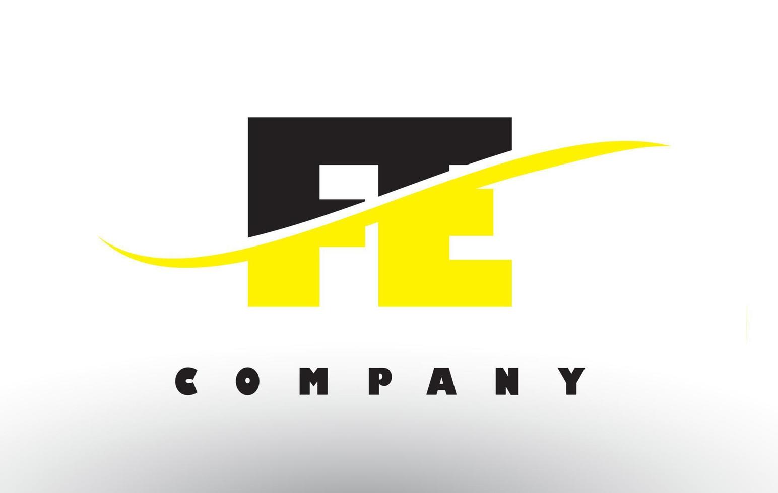 FE F E Black and Yellow Letter Logo with Swoosh. vector