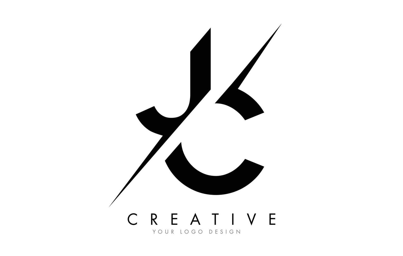 JC J C Letter Logo Design with a Creative Cut. vector