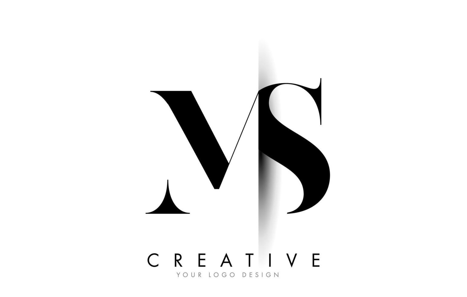 Logotipo de letra ms ms con diseño creativo de corte de sombra. vector