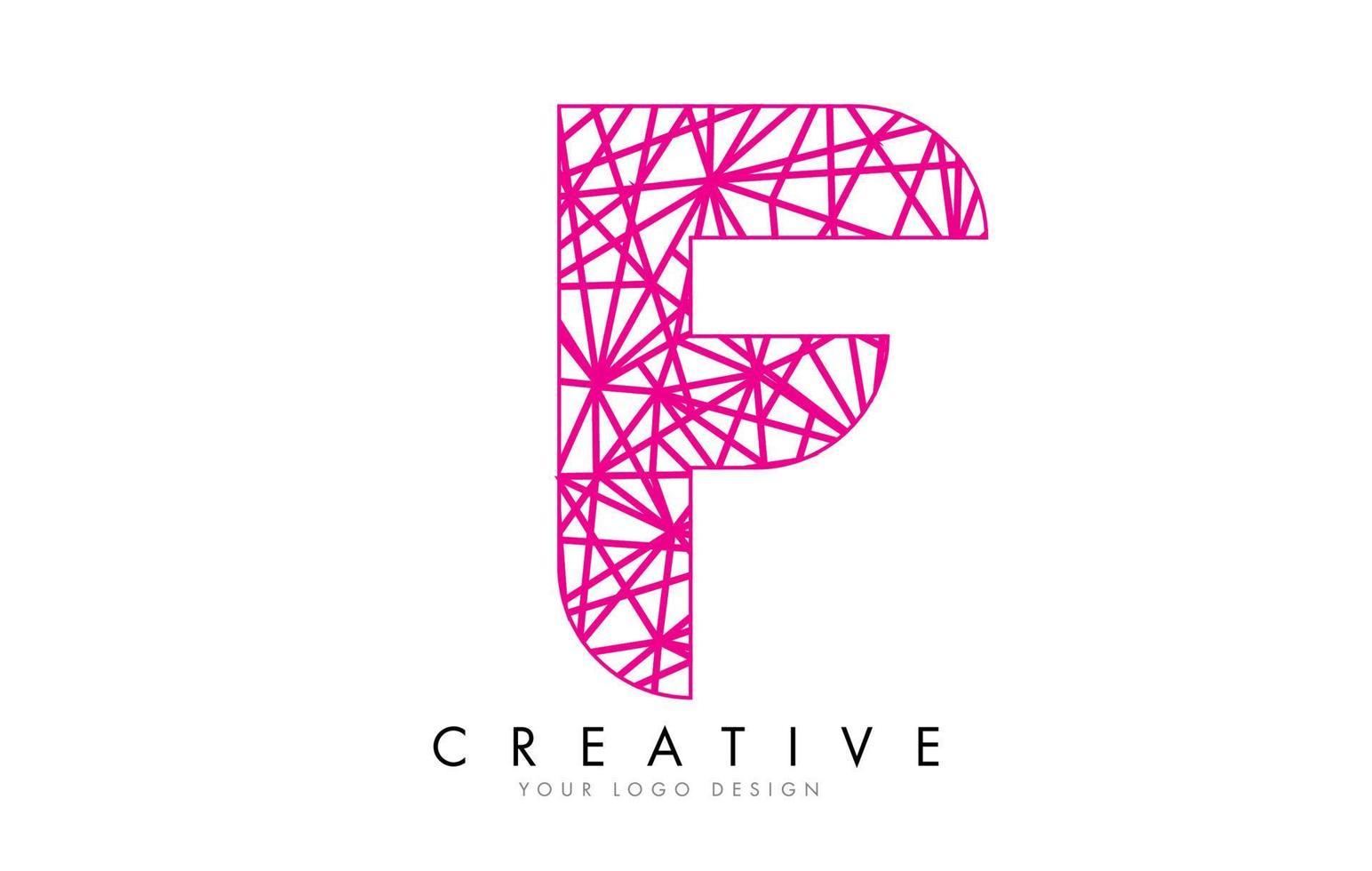Sketched stylized Letter F with different Pink Lines Pattern Design. L vector