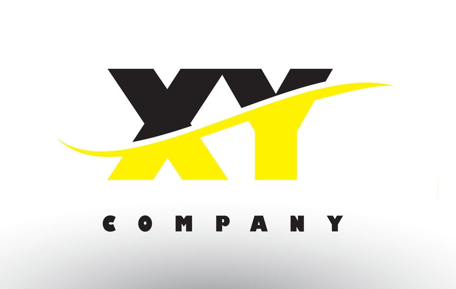 XY X Y Black and Yellow Letter Logo with Swoosh. vector