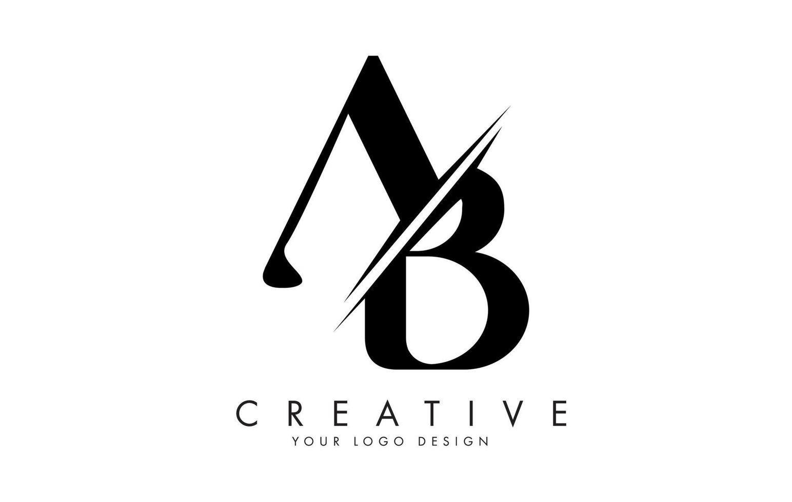 Handwritten AB A B letters with creative cut. vector