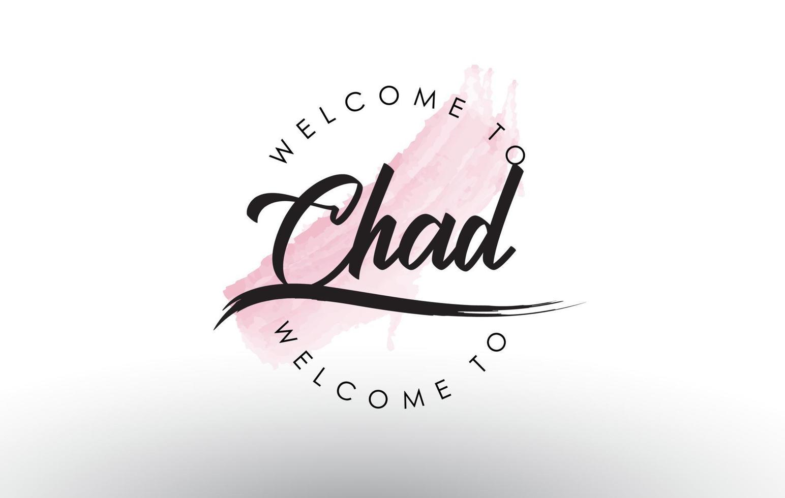 Chad Welcome to Text with Watercolor Pink Brush Stroke vector