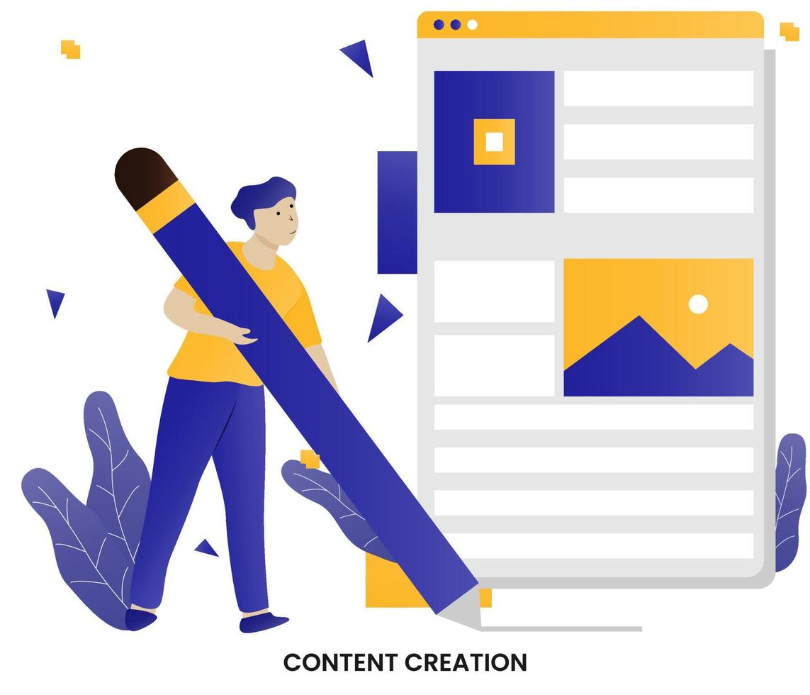 creación de contenido de ilustración de vector de diseño colorido de estilo plano.