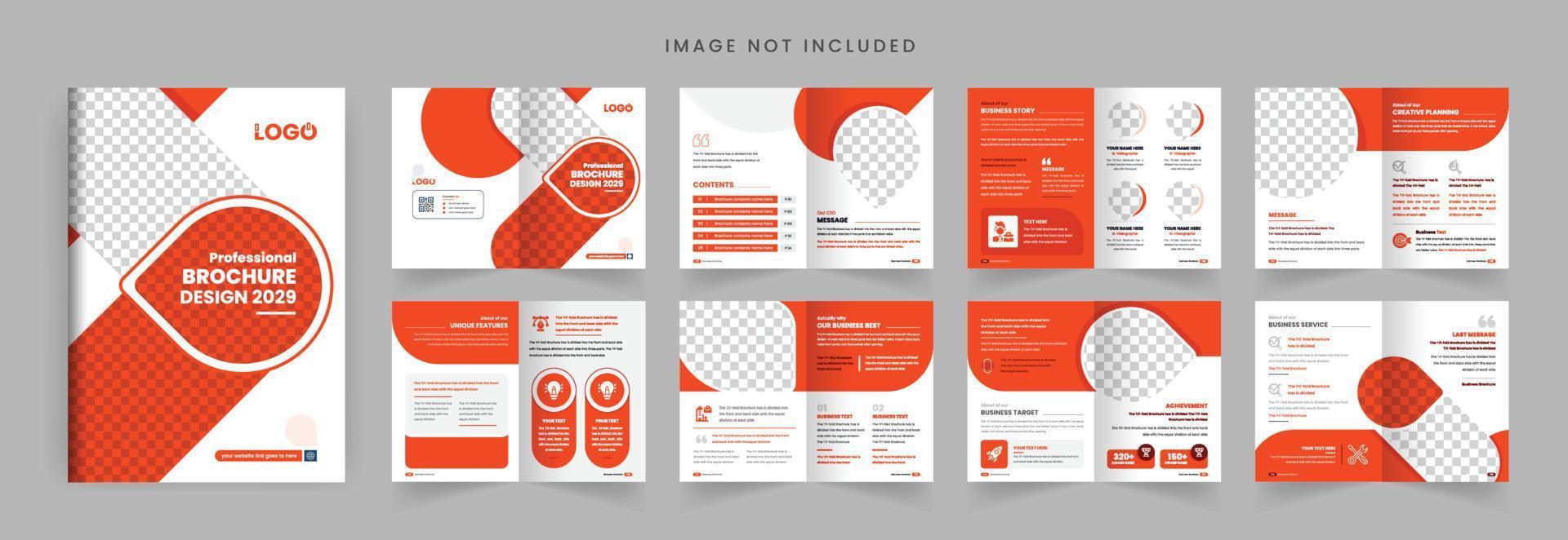 16 pages brochure template. profile pages layout design, modern colorful shape minimalist business brochure or annual report template abstract design theme vector