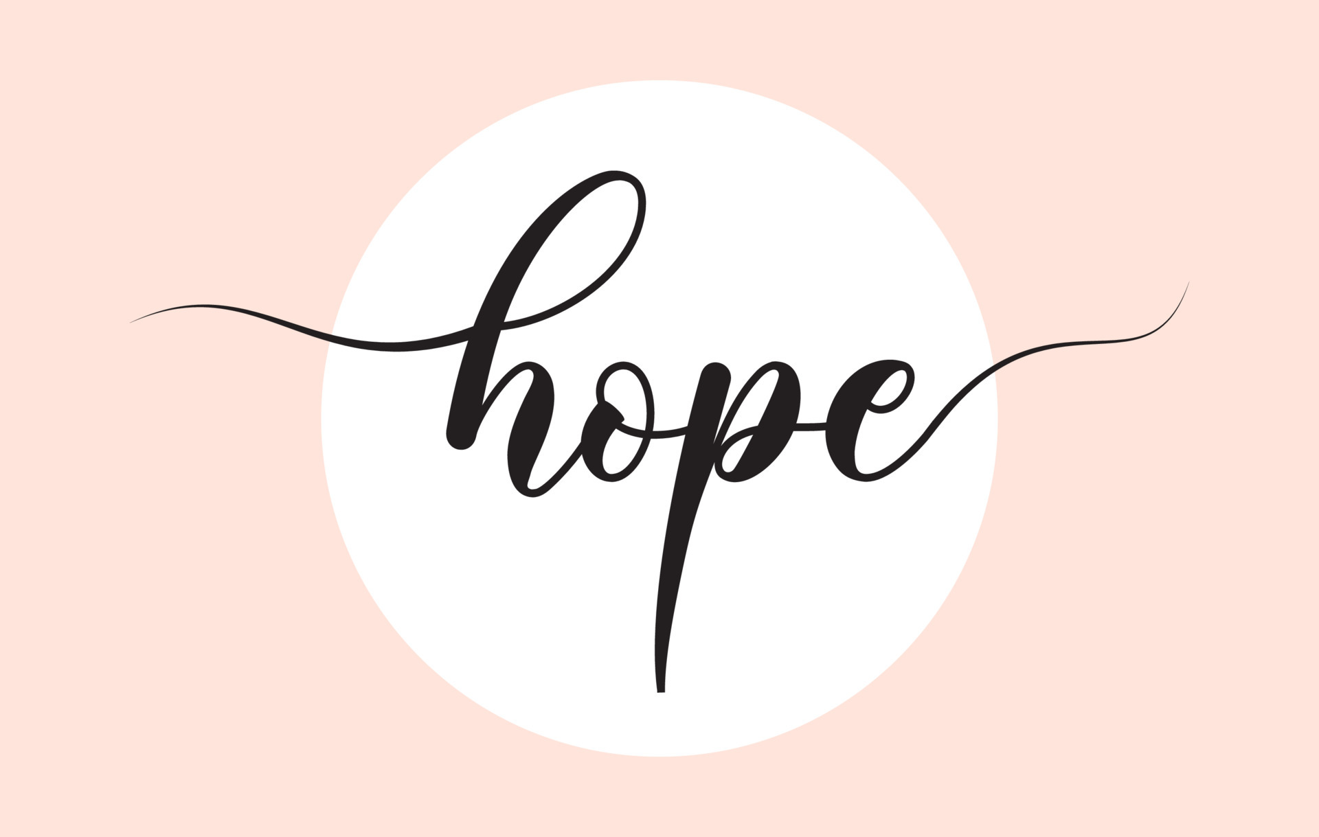 Hope word handwritten with custom calligraphy. Creative Word for