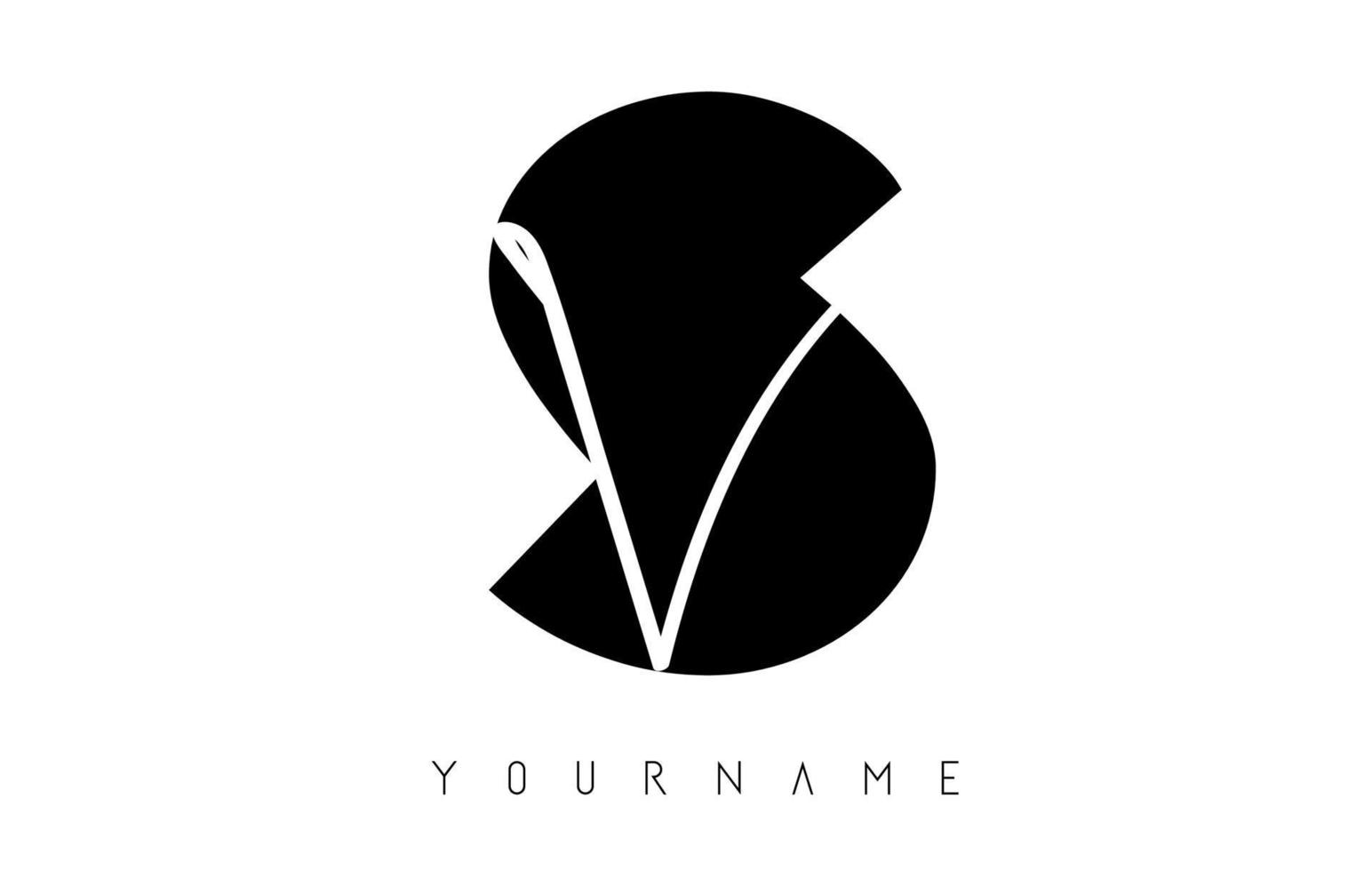SV S V Black and Silver Letters Logo with a geometric design. Icon with two different fonts. vector