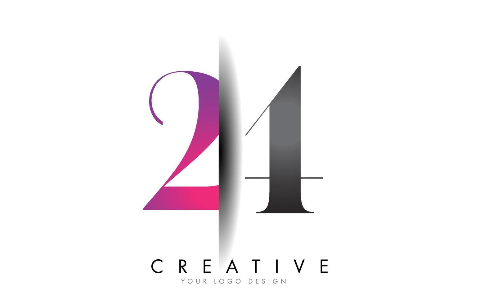 24 2 4 Grey and Pink Number Logo with Creative Shadow Cut Vector. vector