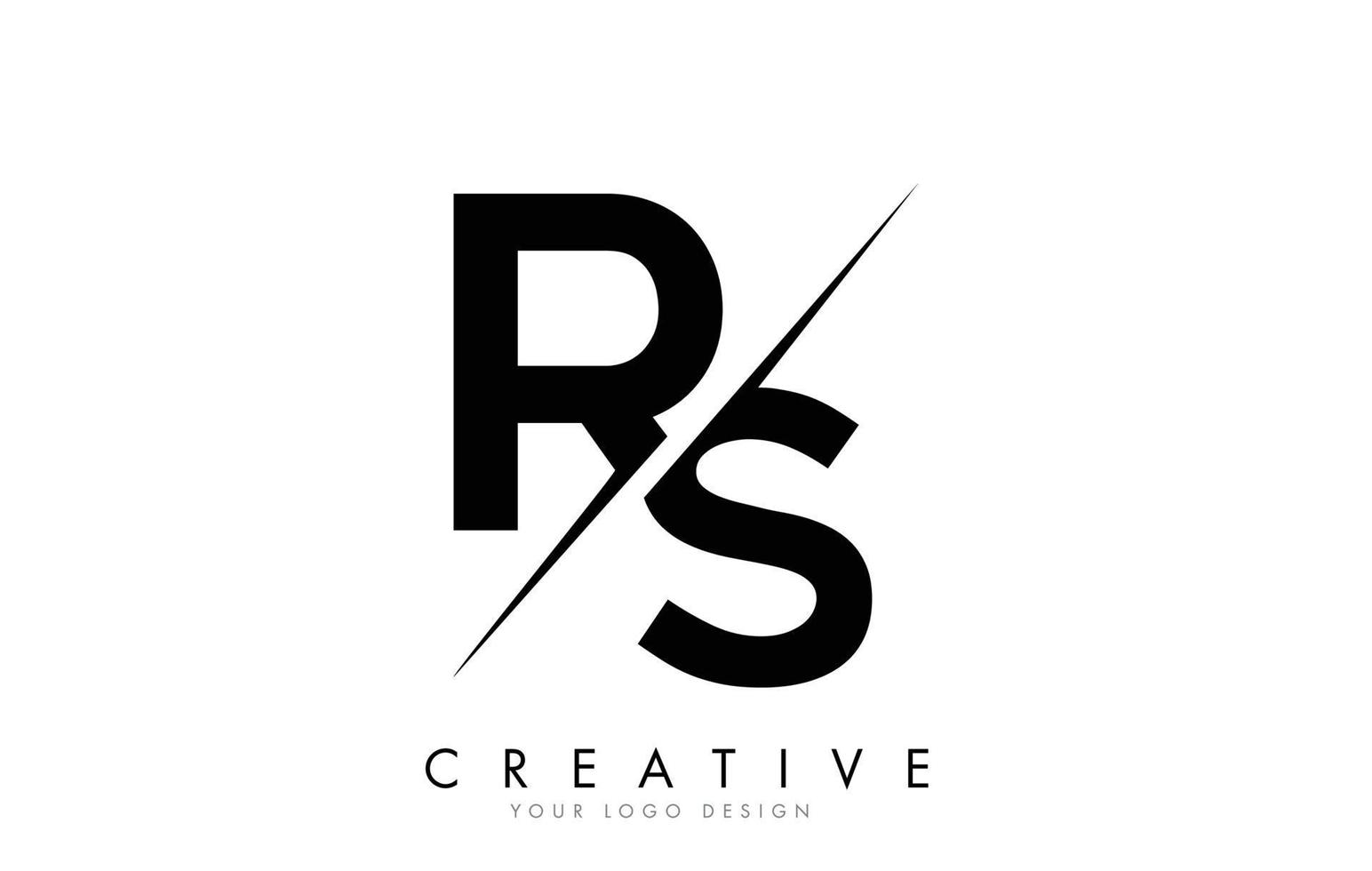 Diseño de logotipo de letra rs rs con un corte creativo. vector