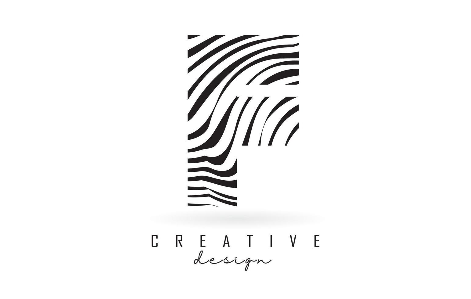 Black and White Zebra F Letter Logo Design. vector