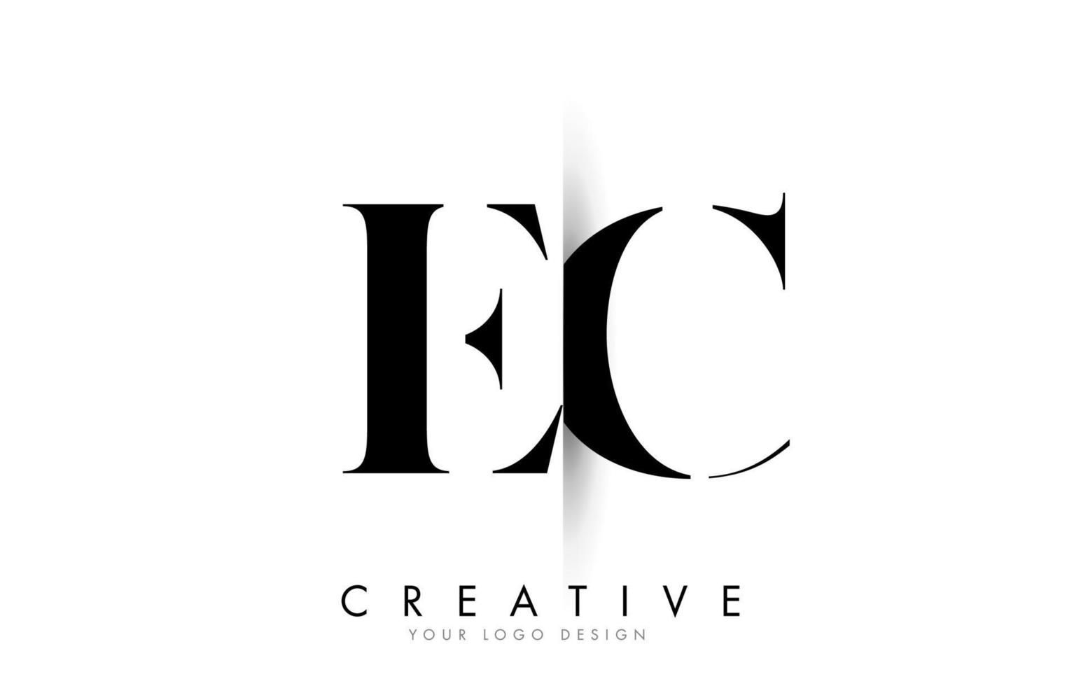 EC E C Letter Logo with Creative Shadow Cut Design. vector